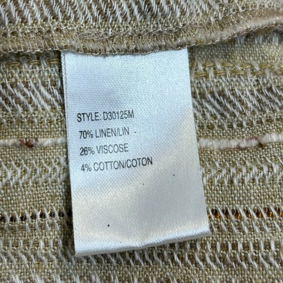 Vintage Linen Blend Womens Jacket Size 18 Neutral Padded Shoulder Textured - Picture 6 of 6